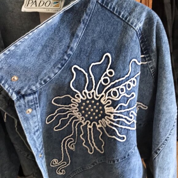 Vintage PADO Sunflower Long Denim Jacket - Picture 6 of 10